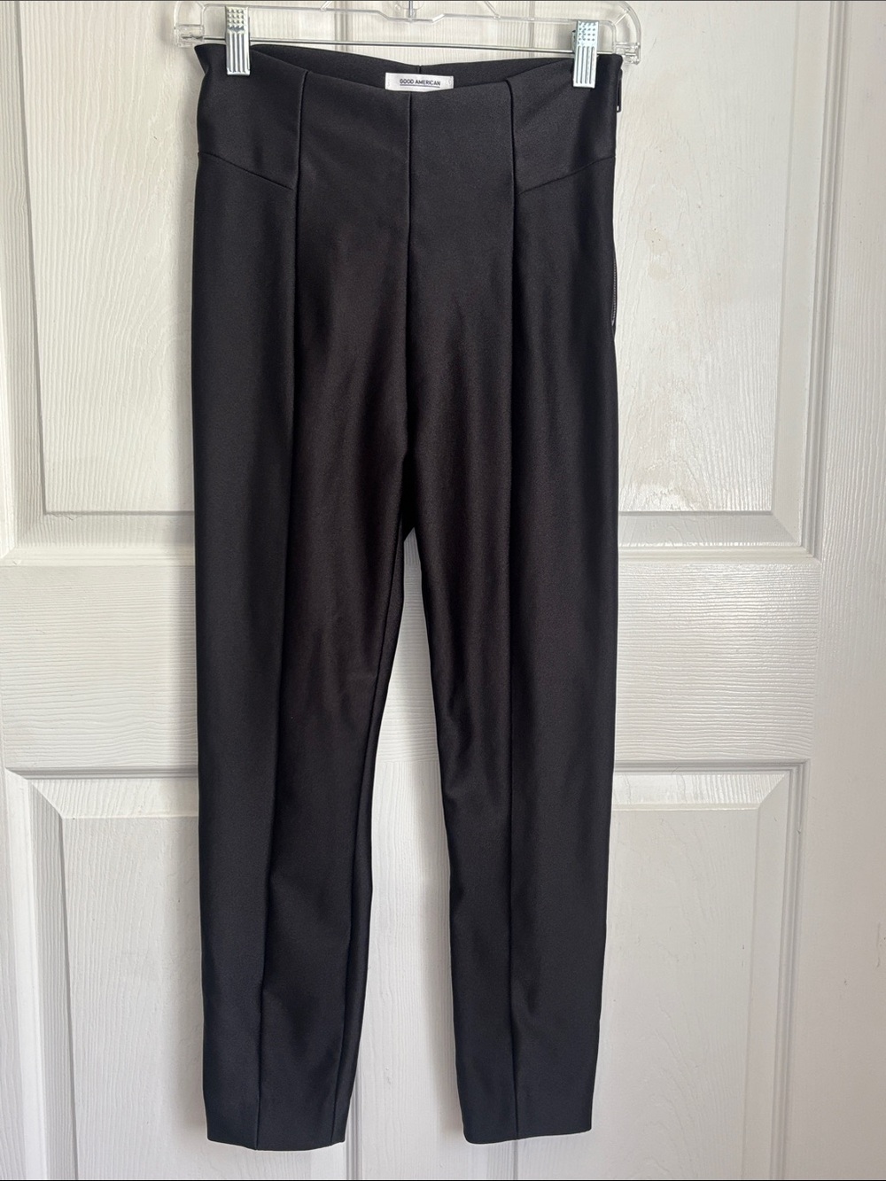 GOOD AMERICAN Black SCUBA Pull-On Stretch Slim Pants Size 2 Side zip slimming